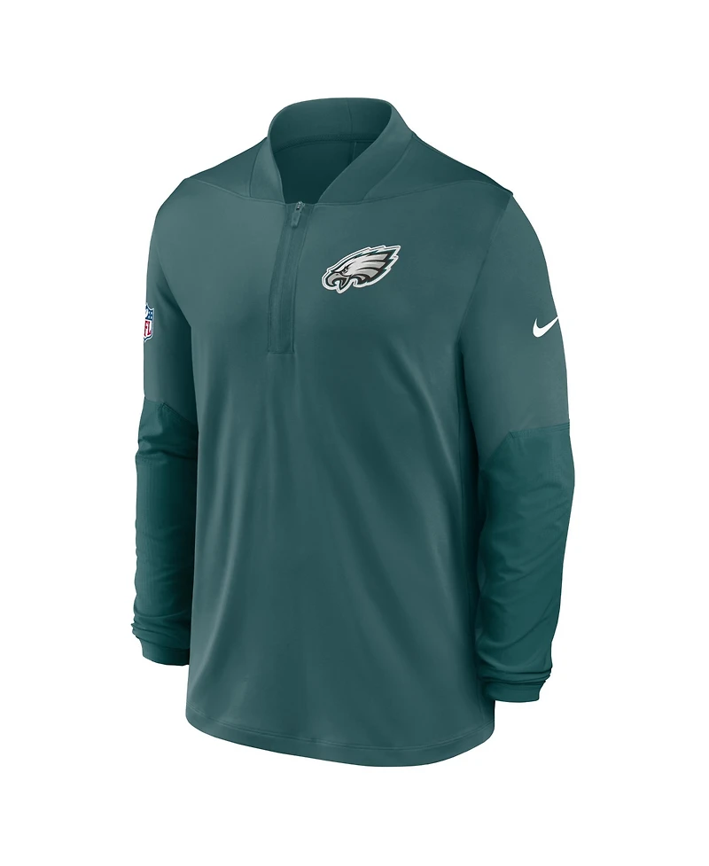 Nike Men's Green Philadelphia Eagles Sideline Dri-fit Half-Zip Pullover Hoodie