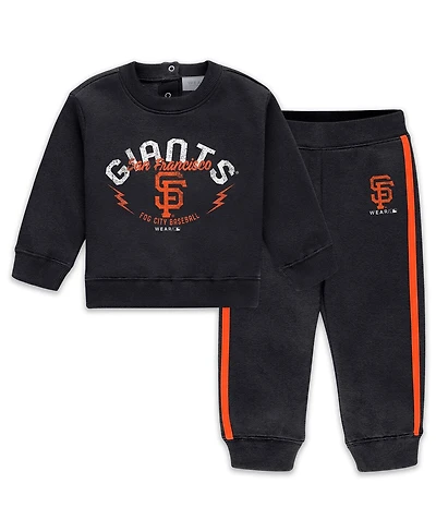 Wear by Erin Andrews Newborn 2-Piece Black San Francisco Giants Fleece Crewneck and Pants Set