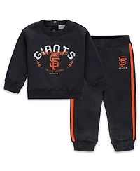 Wear by Erin Andrews Newborn 2-Piece Black San Francisco Giants Fleece Crewneck and Pants Set
