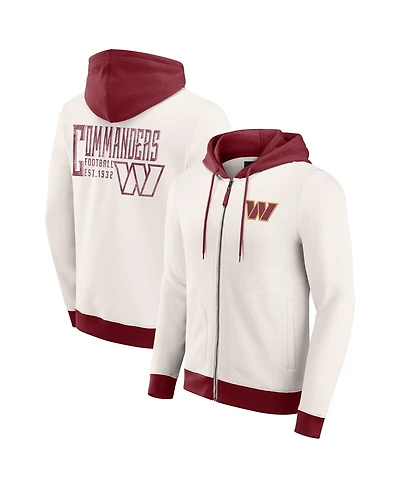 Darius Rucker Collection by Fanatics Men's Cream Washington Commanders Distressed Graphics Full-Zip Hoodie