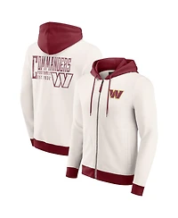 Darius Rucker Collection by Fanatics Men's Cream Washington Commanders Distressed Graphics Full-Zip Hoodie