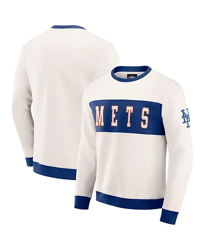 Darius Rucker Collection by Fanatics Men's Cream New York Mets Color block Crewneck Sweatshirt