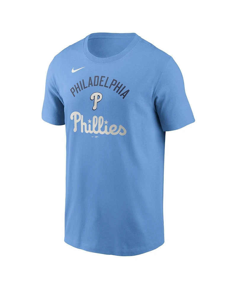 Nike Men's Light Blue Philadelphia Phillies Early Innings Stack T-Shirt
