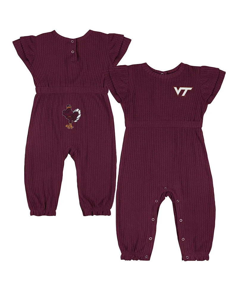 Colosseum Baby Boys and Girls Maroon Virginia Tech Hokies Beautopia Waffle Knit Romper