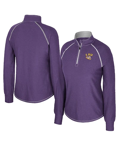 Colosseum Women's Purple Lsu Tigers Bikram Raglan Quarter-Zip Sweatshirt