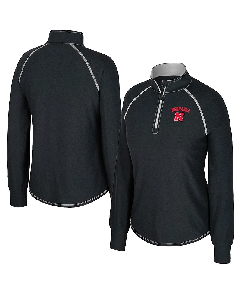 Colosseum Women's Black Nebraska Huskers Bikram Raglan Quarter-Zip Sweatshirt