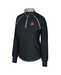 Colosseum Women's Black Ohio State Buckeyes Bikram Raglan Quarter-Zip Sweatshirt