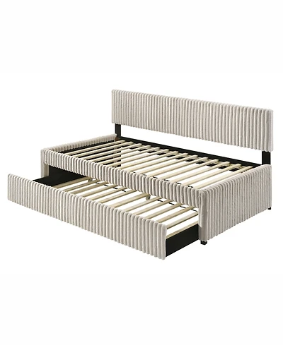 Best Quality Furniture Twin Corduroy Velvet Daybed with Trundle