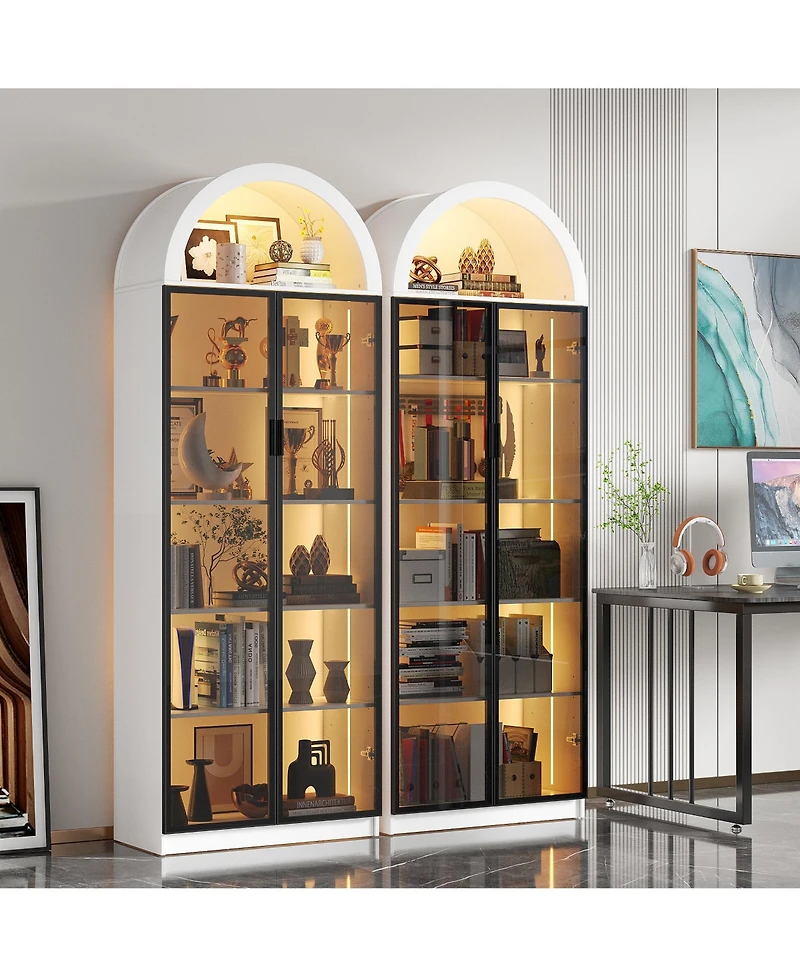 Vlsrka 76" 8-Tier Display Cabinet with 3-Color Motion Led