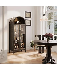 Vlsrka 72.8" Glass Door Display Cabinet, 5-Tier with Motion Led