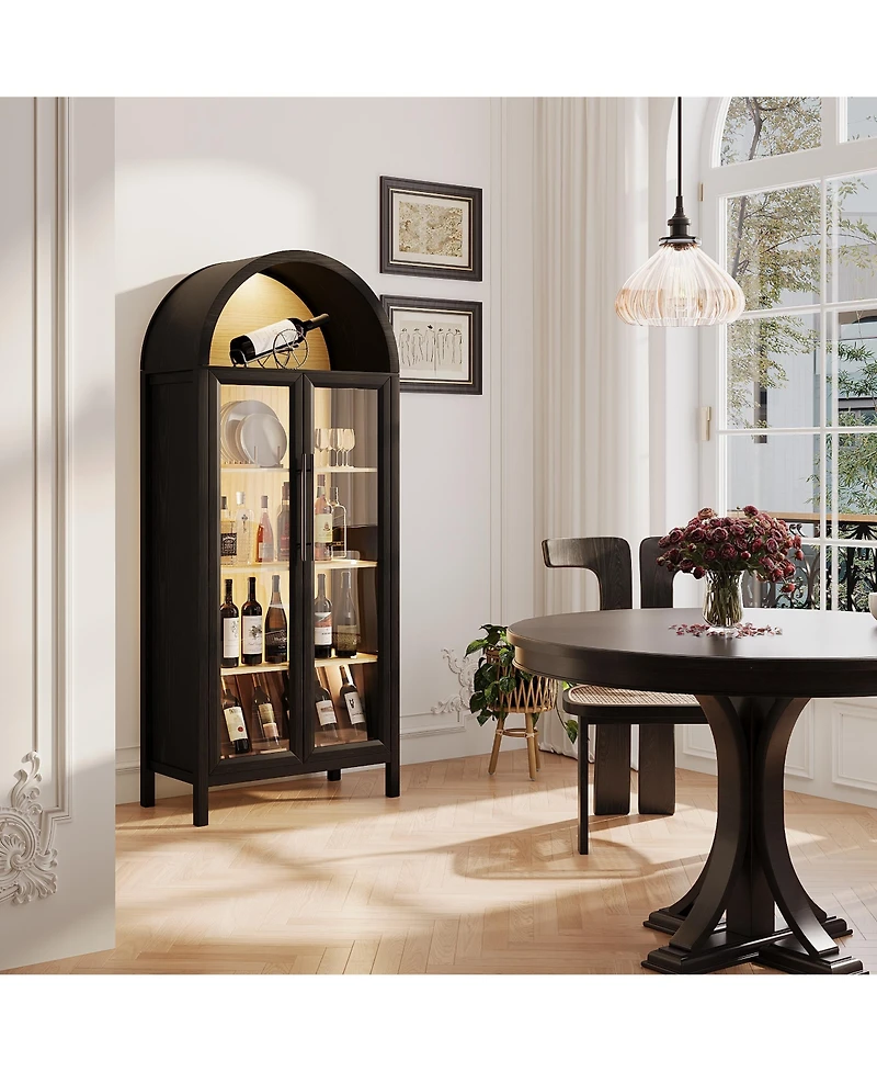 Vlsrka 72.8" Glass Door Display Cabinet, 5-Tier with Motion Led