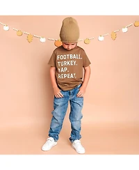 Sweet Wink Toddler Boys Football Turkey Nap Repeat Thanksgivinghort Sleeve T-Shirt
