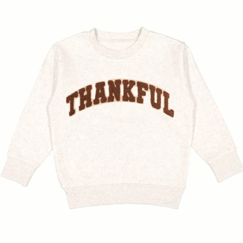 Sweet Wink Boys Thankful Patch Varsity Thanksgiving Sweatshirt