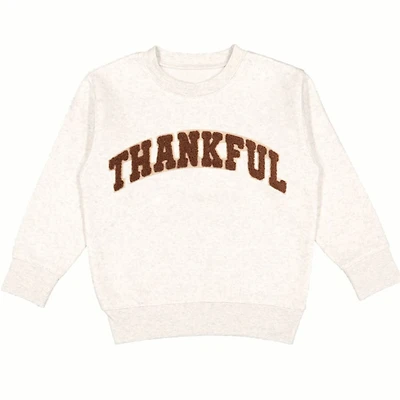 Sweet Wink Boys Thankful Patch Varsity Thanksgiving Sweatshirt