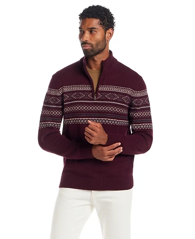 Weatherproof Vintage Men's Fair Isle Quarter-Zip Sweater