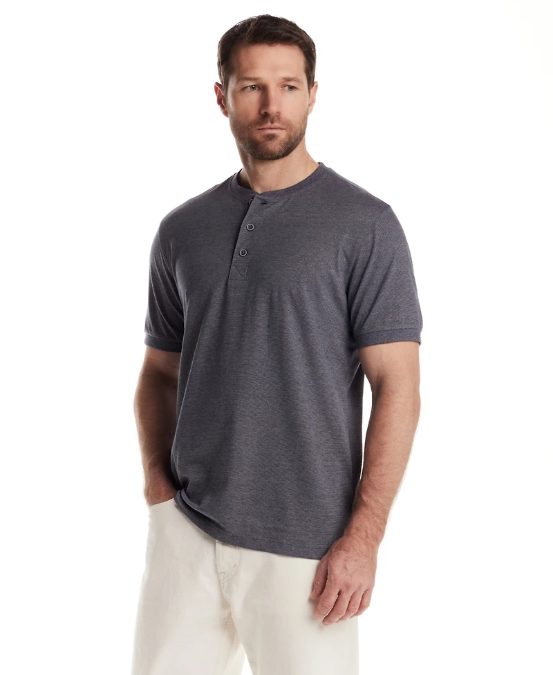 Weatherproof Vintage Men's Short Sleeve Microstripe Henley