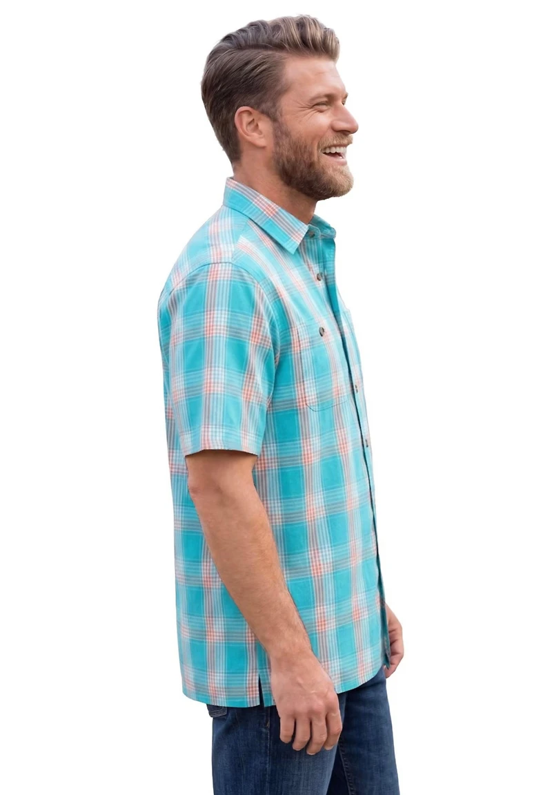 KingSize Big & Tall Short-Sleeve Plaid Shirt
