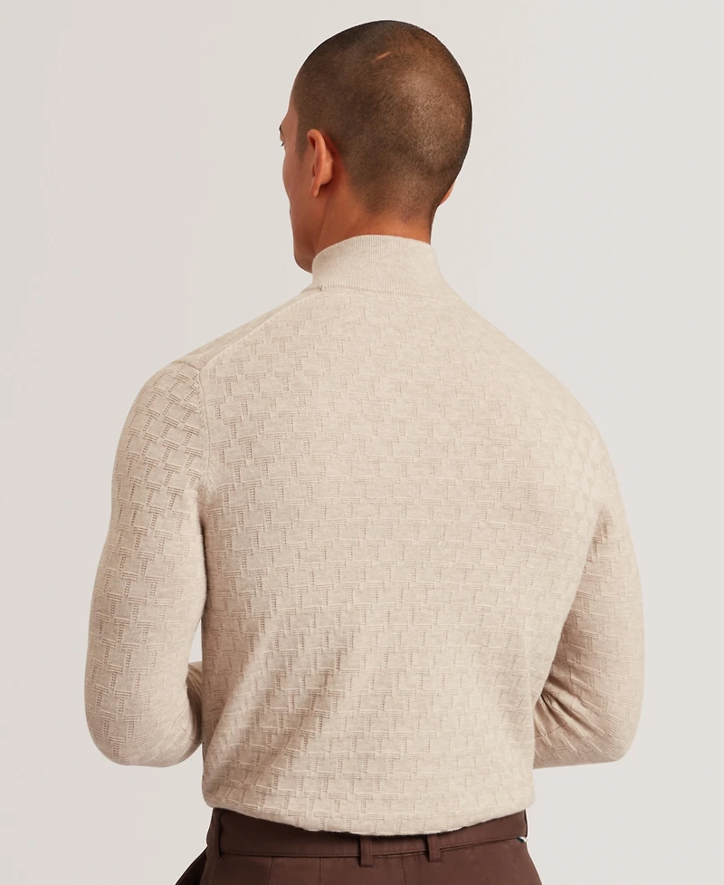 Ted Baker Men's Jeremee T Stitch Half Zip Long Sleeve Sweater