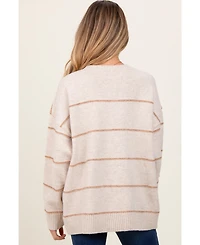 Pinkblush Olive Striped Drop Shoulder Maternity Sweater