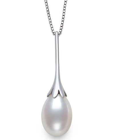 Belle de Mer Cultured Freshwater Drop Pearl (7-8mm) Necklace in Sterling Silver