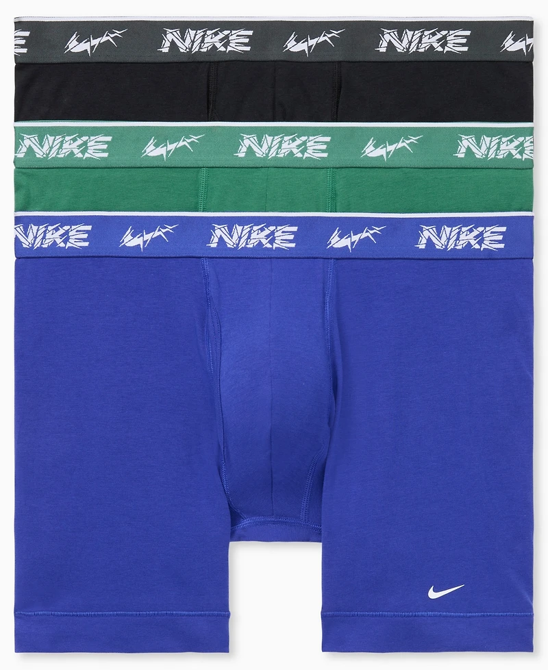 Nike Men's 3-Pack Dri-fit Essential Cotton Stretch Boxer Briefs - Evergreen Aura/ Deep Night/ Black
