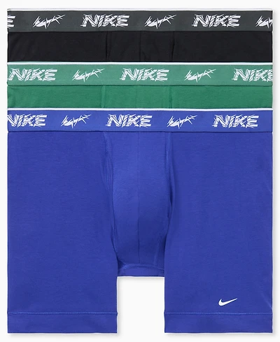 Nike Men's 3-Pack Dri-fit Essential Cotton Stretch Boxer Briefs - Evergreen Aura/ Deep Night/ Black
