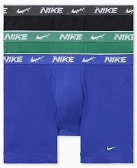 Nike Men's 3-Pack Dri-fit Essential Cotton Stretch Boxer Briefs - Evergreen Aura/ Deep Night/ Black