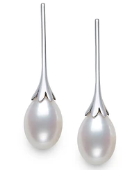 Belle de Mer Cultured Freshwater Drop Pearl (7-8mm) Earrings in Sterling Silver