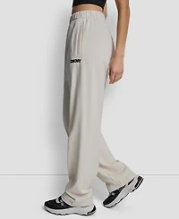 Dkny Women's Flocked Logo Boyfriend Open Leg Pants