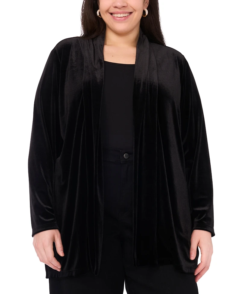 Vince Camuto Plus Open-Front Long-Sleeve Cardigan