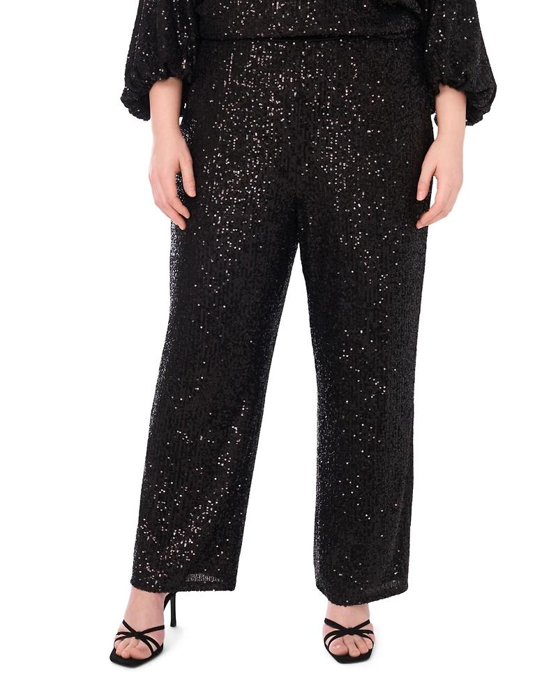 Vince Camuto Plus Sequined Pull-On Flare Pants