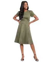 London Times Petite Crewneck Midi Dress
