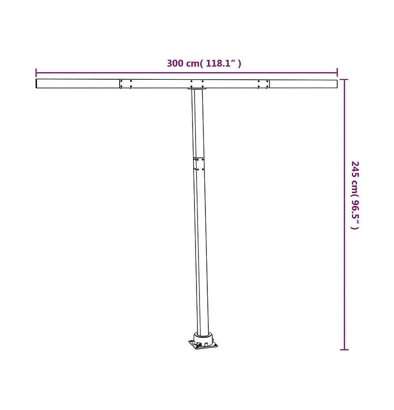 vidaXL Awning Post Set White Iron 118.1x96.5 in Rotatable