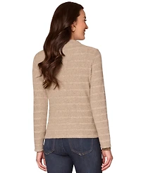 Democracy Petite Long Sleeve Mock Neck Side-Ruched Top