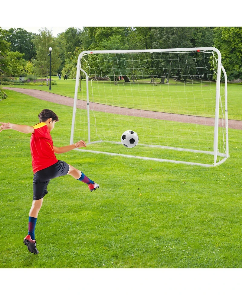 2-in-1 Kids Soccer Rebounder and Soccer Goal with Adjustable Height-White