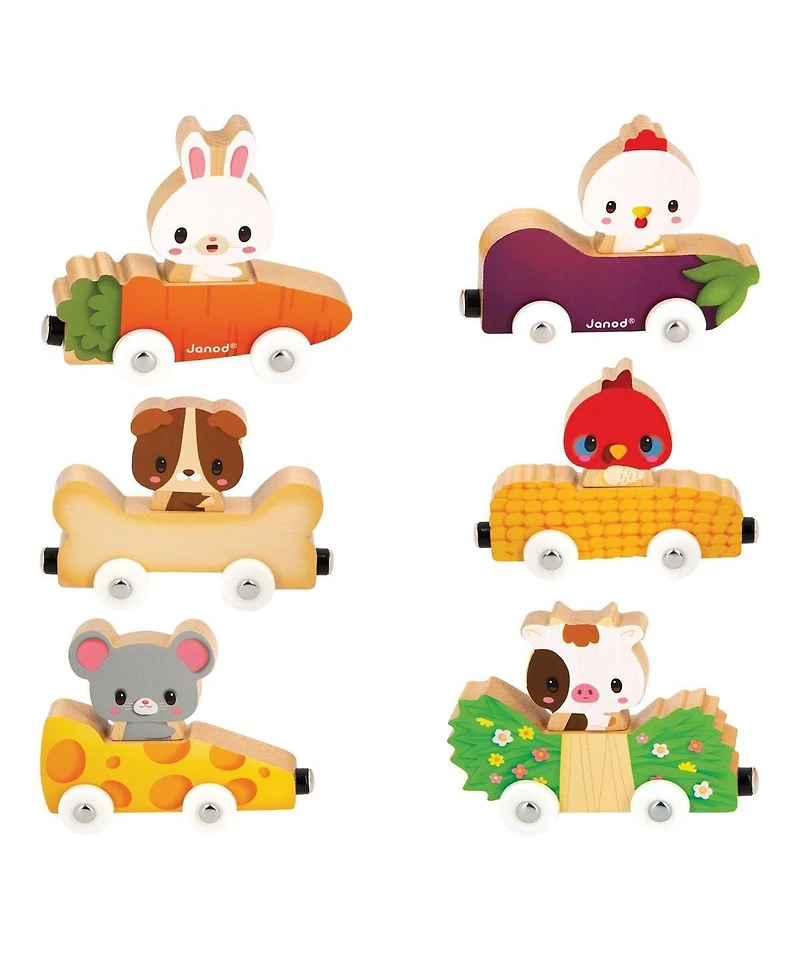 Janod Mix & Match Magnetic Animal Cars - Set of 6