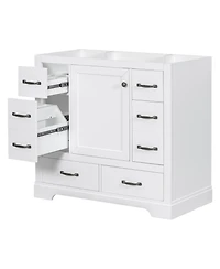 Lovmor Bathroom Vanity without Sink Cabinet Base Only Six Drawers MultiFunctional Drawer Divider Adjustable Shelf White