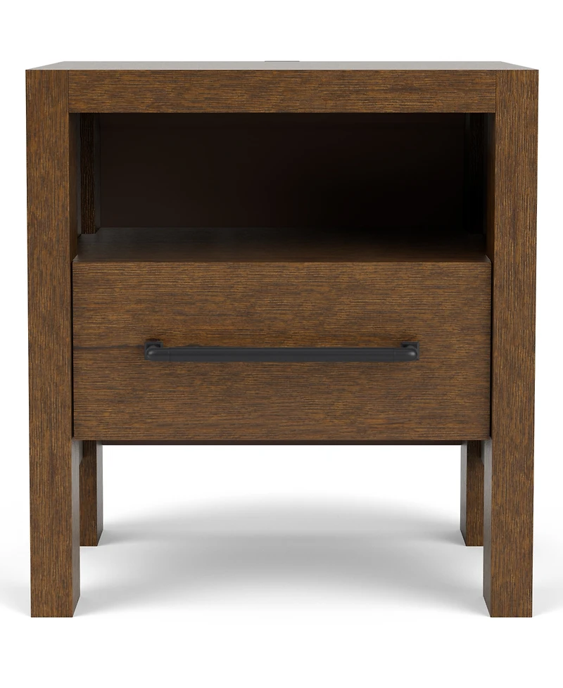 Furniture Davie Cracked Oak and Fabric 3-Pc. Queen Panel Set
