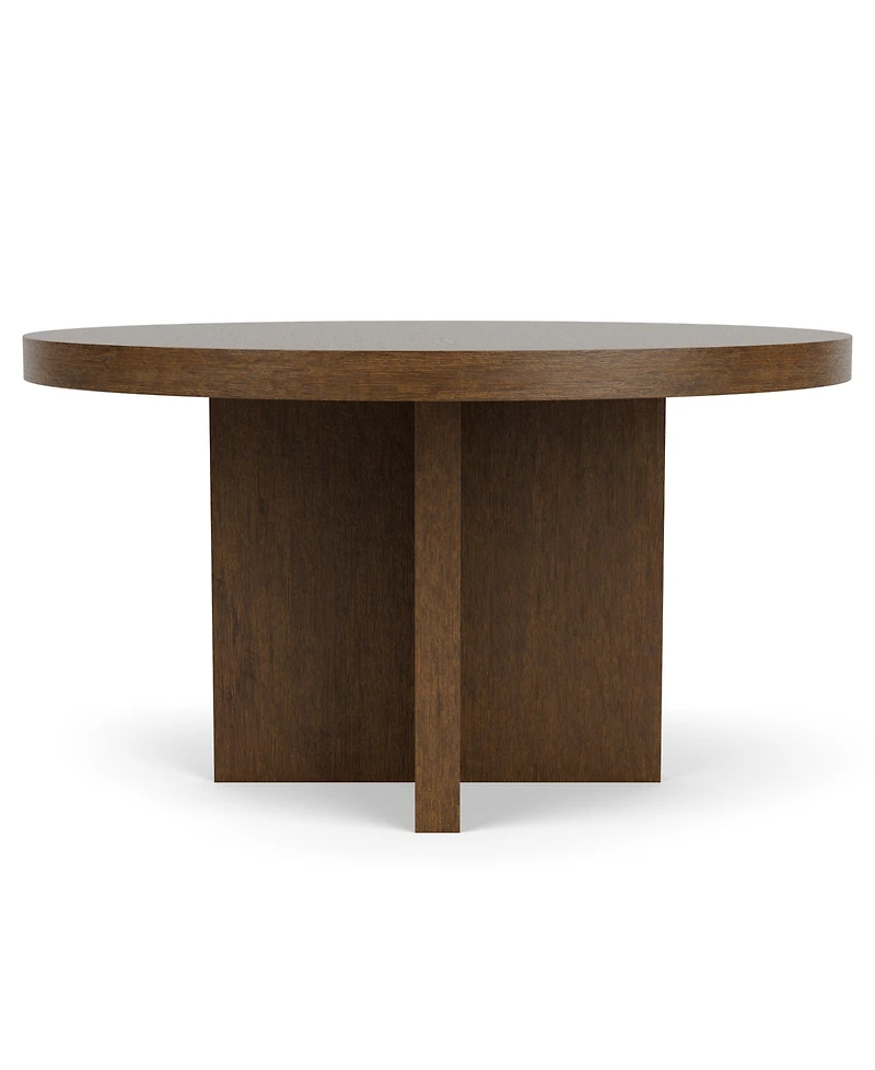 Davie Cracked Oak 54" Round Dining 5 Pc. Set (Table & 4 Upholstered Chair)