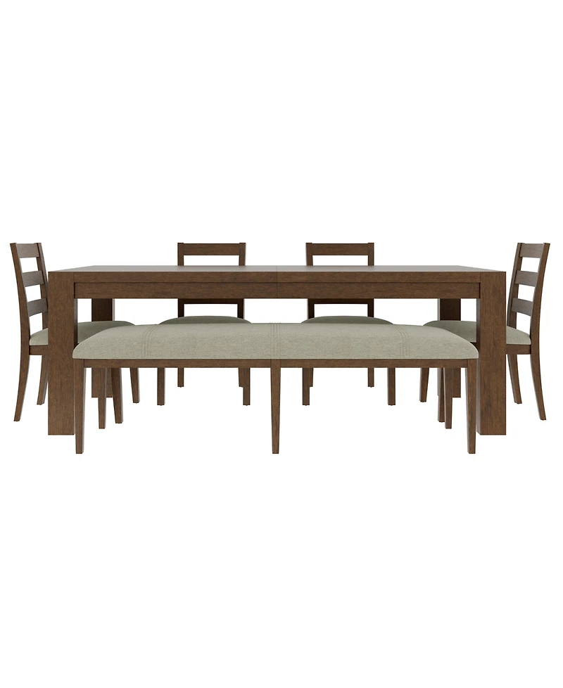 Davie Rectangular 6pc Dining Set (Table, 4 Ladder Side Chairs & Bench)