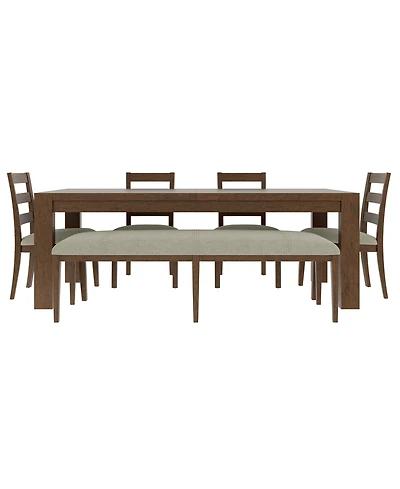 Davie Rectangular 6pc Dining Set (Table, 4 Ladder Side Chairs & Bench)