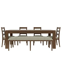 Davie Rectangular 6pc Dining Set (Table, 4 Ladder Side Chairs & Bench)