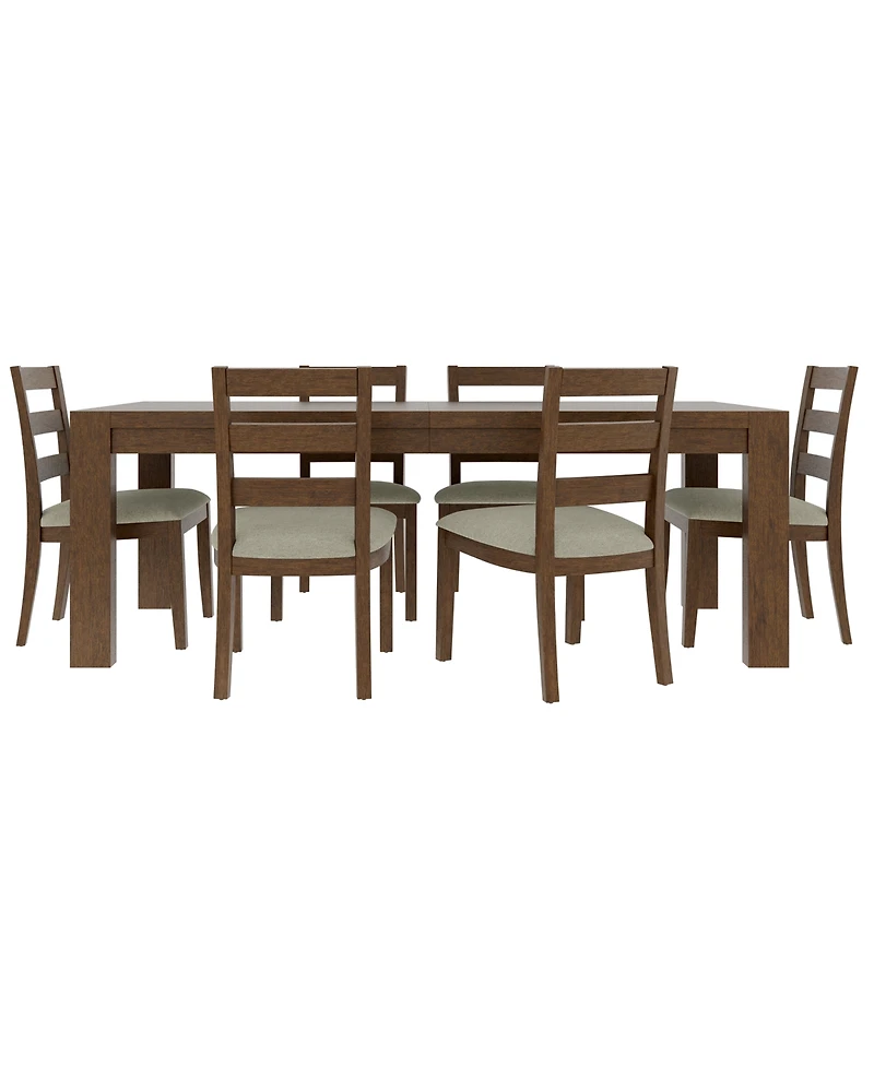 Furniture Davie Cracked Oak and Fabric Rectangle 7-Pc. Dining Set