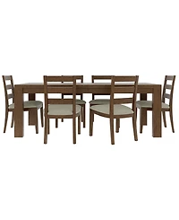 Furniture Davie Cracked Oak and Fabric Rectangle 7-Pc. Dining Set