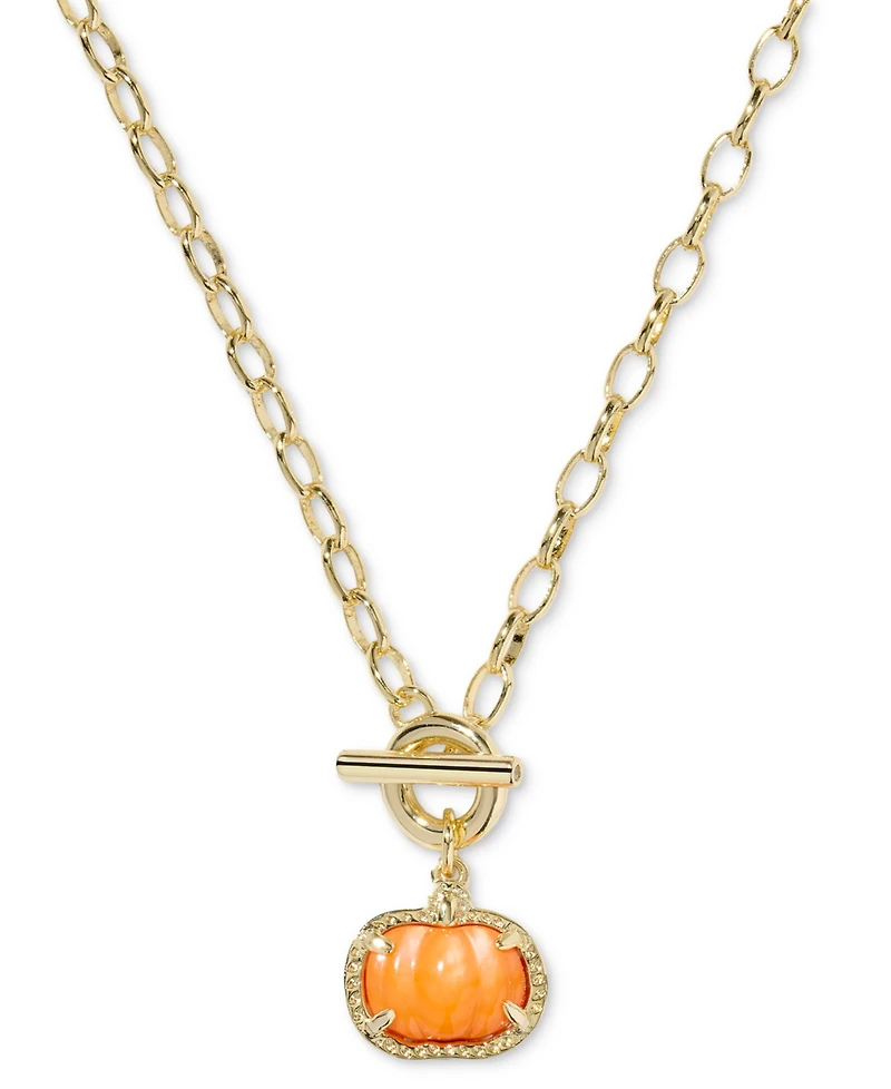 Kendra Scott Mother of Pearl Pumpkin Link and Chain in 14K Gold Over Brass Necklace