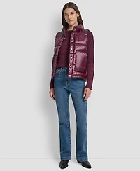 Dkny Jeans Women's Quilted Mock Neck Puffer Vest Jacket