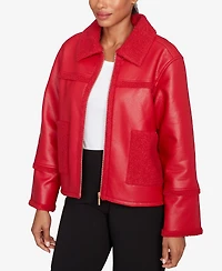 Ruby Rd. Petite Shearling Zip Front Jacket