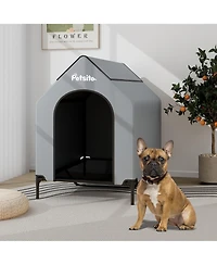 Gymax 43'' Elevated Dog House for Small Breeds Large Pet House w/ Ventilated Windows