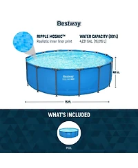 Bestway Steel Pro Max 15' x 48" Round Above Ground Swimming Pool for Backyard