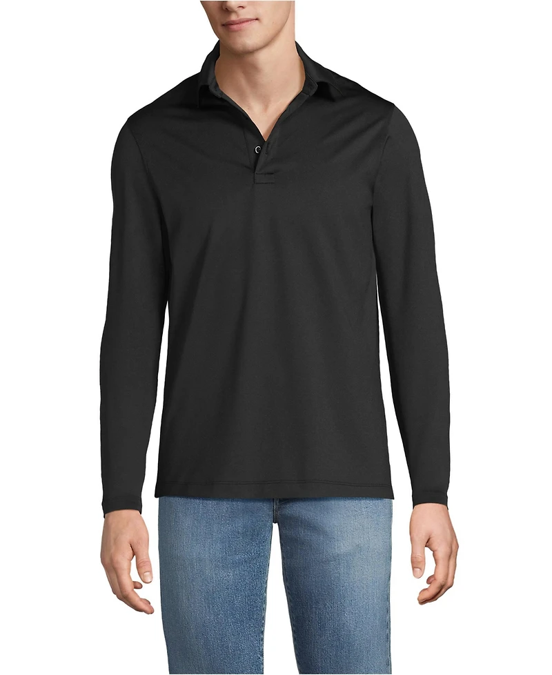 Lands' End School Uniform Men's Rapid Dry Long Sleeve Modern Fit Polo